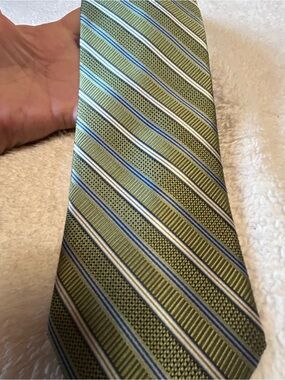 Tall/Long - Olive Green Striped Necktie